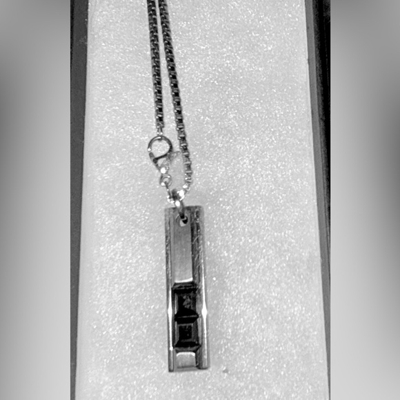 RARE Unisex Swarovski Necklace — Silver Pendant with Black Stones - Picture 1 of 11